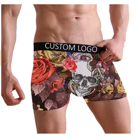 Красивая роза и с принтом в виде черепа и изготовиттель нестандартных дизайнерская мужская нижняя одежда плюс размер, мужские трусы-боксеры, Короткие трусы нижнее белье