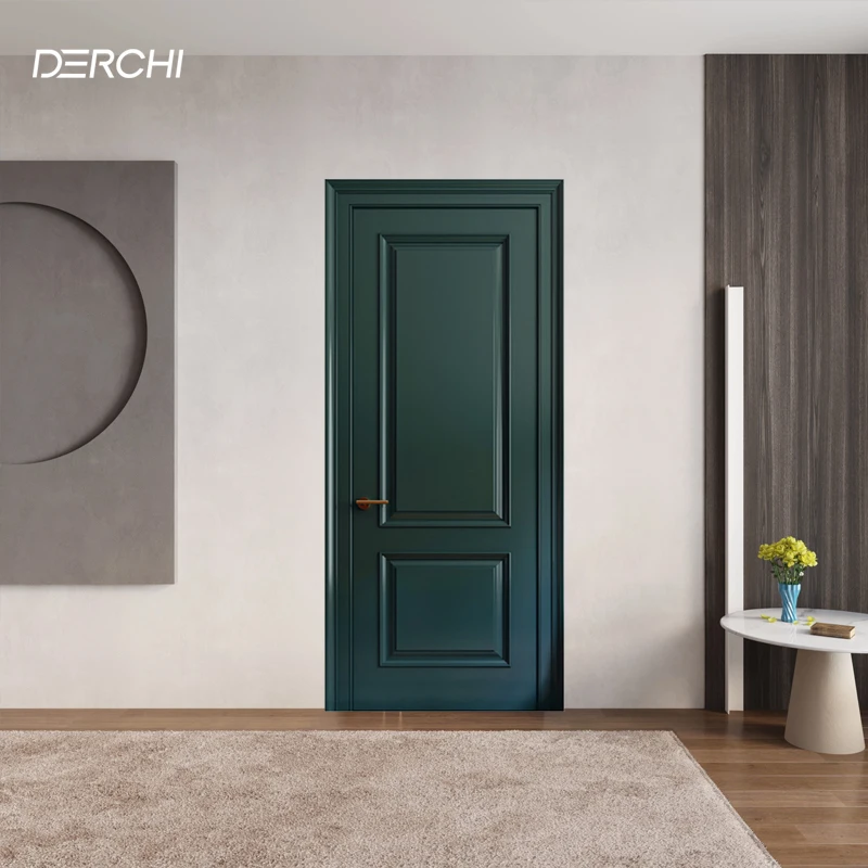 DERCHI Wooden flat door affordable hotel project soundproof indoor room solid wood soundproof modern slab door
