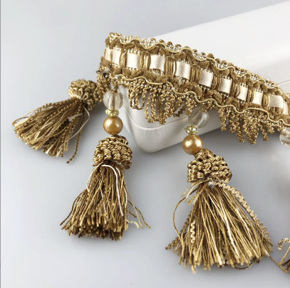 European Palace Style Beaded Fringe Tassel Trim Maker for Trending Curtain Cloth Hanging Webbing