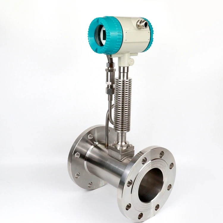  Flange connection mass gas vortex flow meter digital 4-20mA output flowmeter for high temperature