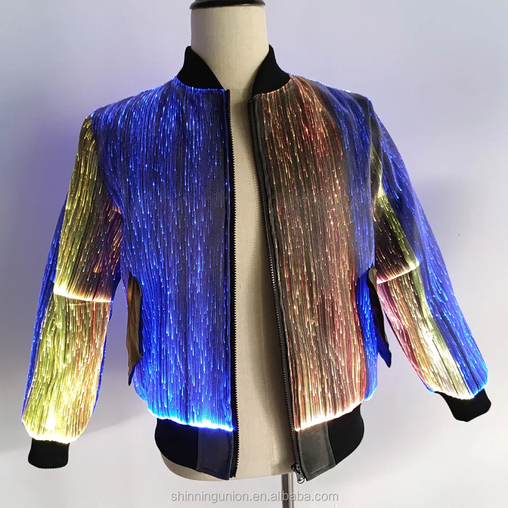 LED Light Up Jacket Coat - Custom Mens LED Programmable Jacket Luminous Costume - Party Rave Smart Sweatshirts Moto Bike Cycling