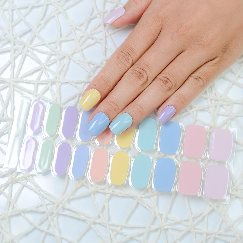 ISAY Wholesale Custom Design Cured Gel Nail Sticker Press On Nails Nail Art Wrap Strips