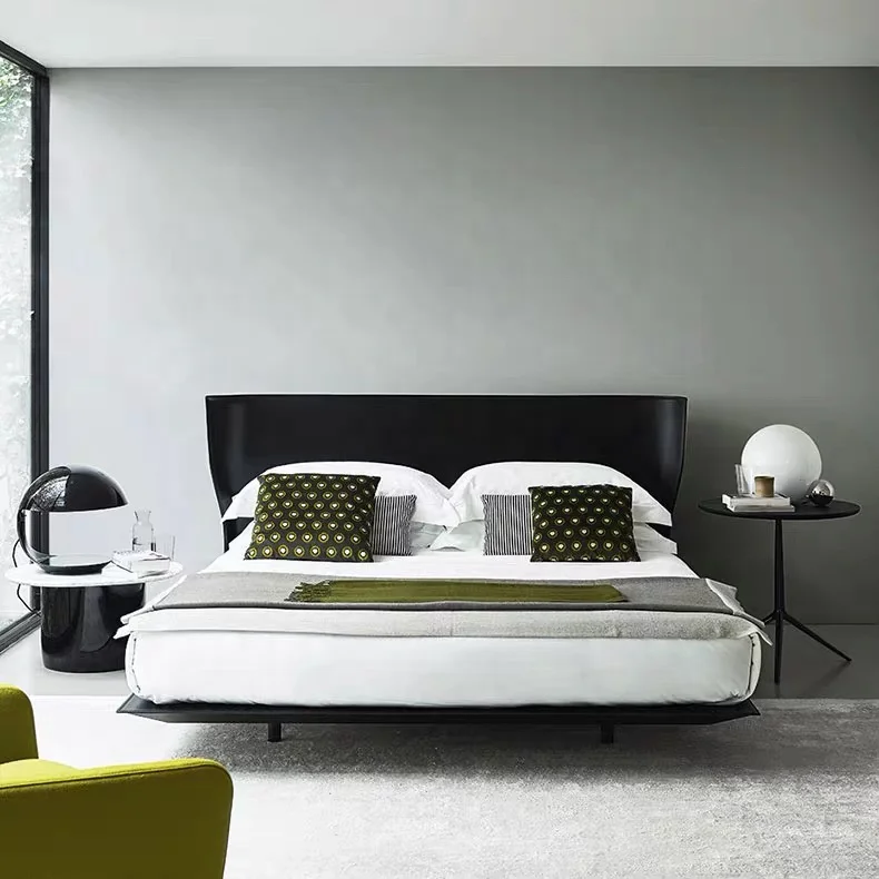 Italian Bedroom Furniture Modern Designer Minimalist Bedroom Double Leather Bed