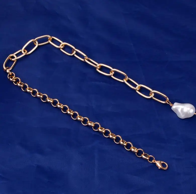 2021 Newest Style Baroque Style Copper Heart Punk Style Two-piece Set Punk  Pearl Necklace