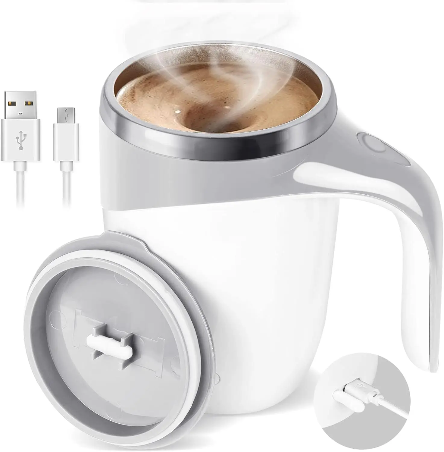 Shopify Sourcing Agent 2024 Fully Automatic Stirring Coffee Mug Stainless Steel Magnetic Rotating Electric Milk Cup
