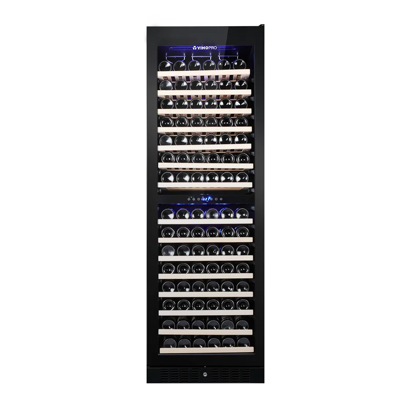 Vinopro 164 Bottle Compressor Wine Fridge 428L Dual Zone Full Glass Door Wine Cellar Refrigerated Large Wine Cooler For Home Use