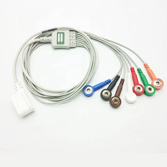 Flexible Medical Snap Button Cable Holter Ecg Cable Lead Snap Holter Ecg Eeg Cable