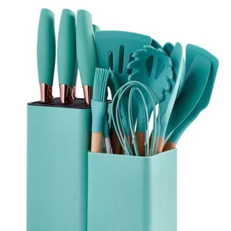 Kichen Accessories Wooden Handle Silicone Kitchenware Set Portable Kitchenware Spatula 19 in 1 Set