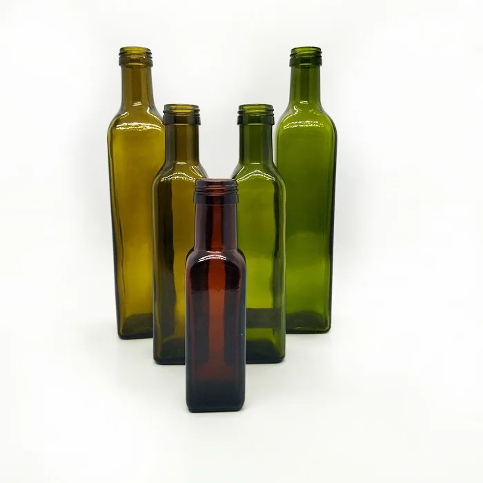 250ml 500ml 750ml 1L Customized Luxury Cooking oil Storage Olive Oil Glass Bottle with metal lid For liquids ingredients