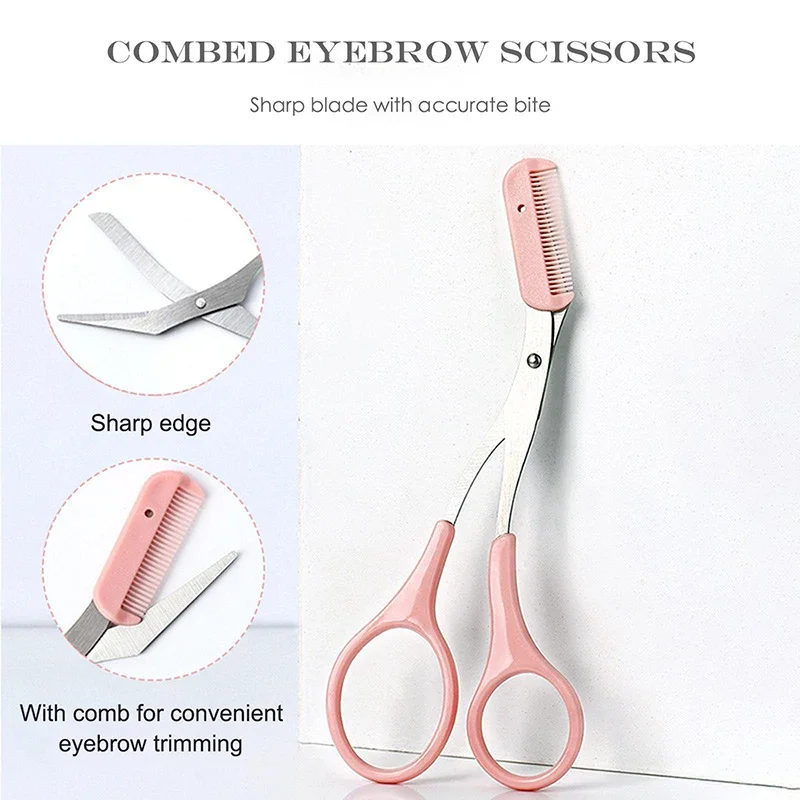 Women Eyebrow Trimmer Scissor Beauty Products Eyebrow Scissors Comb Stainless Steel Makeup Tools Beauty Scissors