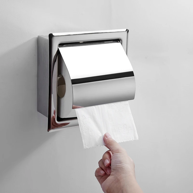 HF Commercial Washroom Stainless Steel Built-in Recessed Toilet Paper Towel Dispenser Holder
