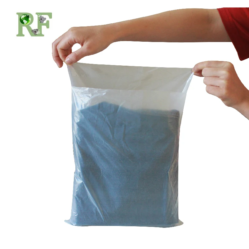100% biodegradable and compostable eco-friendly garment/clothing self-adhesive resealable clear poly bag