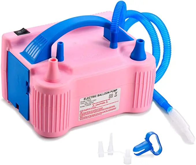 Portable Electric Balloon Pump Air  Inflator Dual Nozzle Pink Air Balloon Column Stand 600W Air Pump Balloon Stuffing Machine