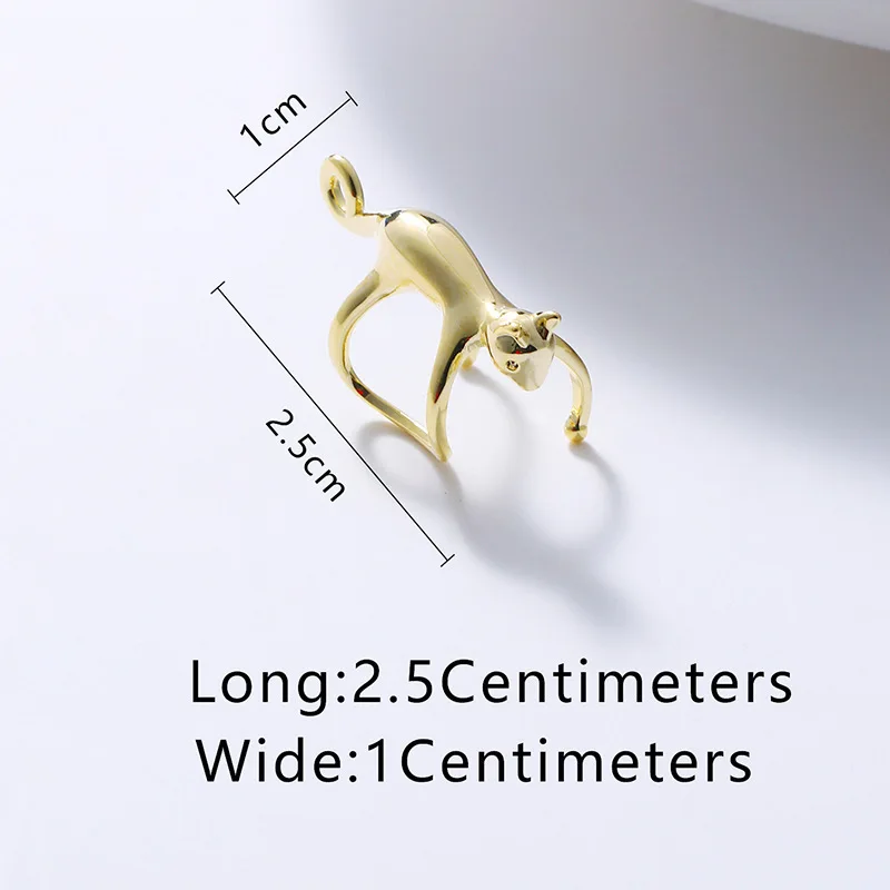Lovely Mirror Animal Ear Bone Earrings for Women PVD Silver Gold Plated Alloy Cat Shape Ear Clip Earrings