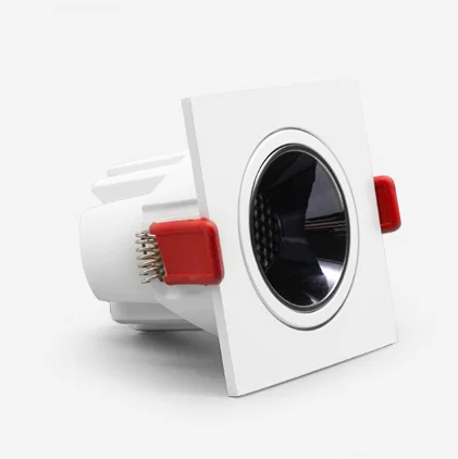 High quality anti glare COB LED aluminium down light 45 degree adjustable square flicker free driver 7 watt 12w cri90