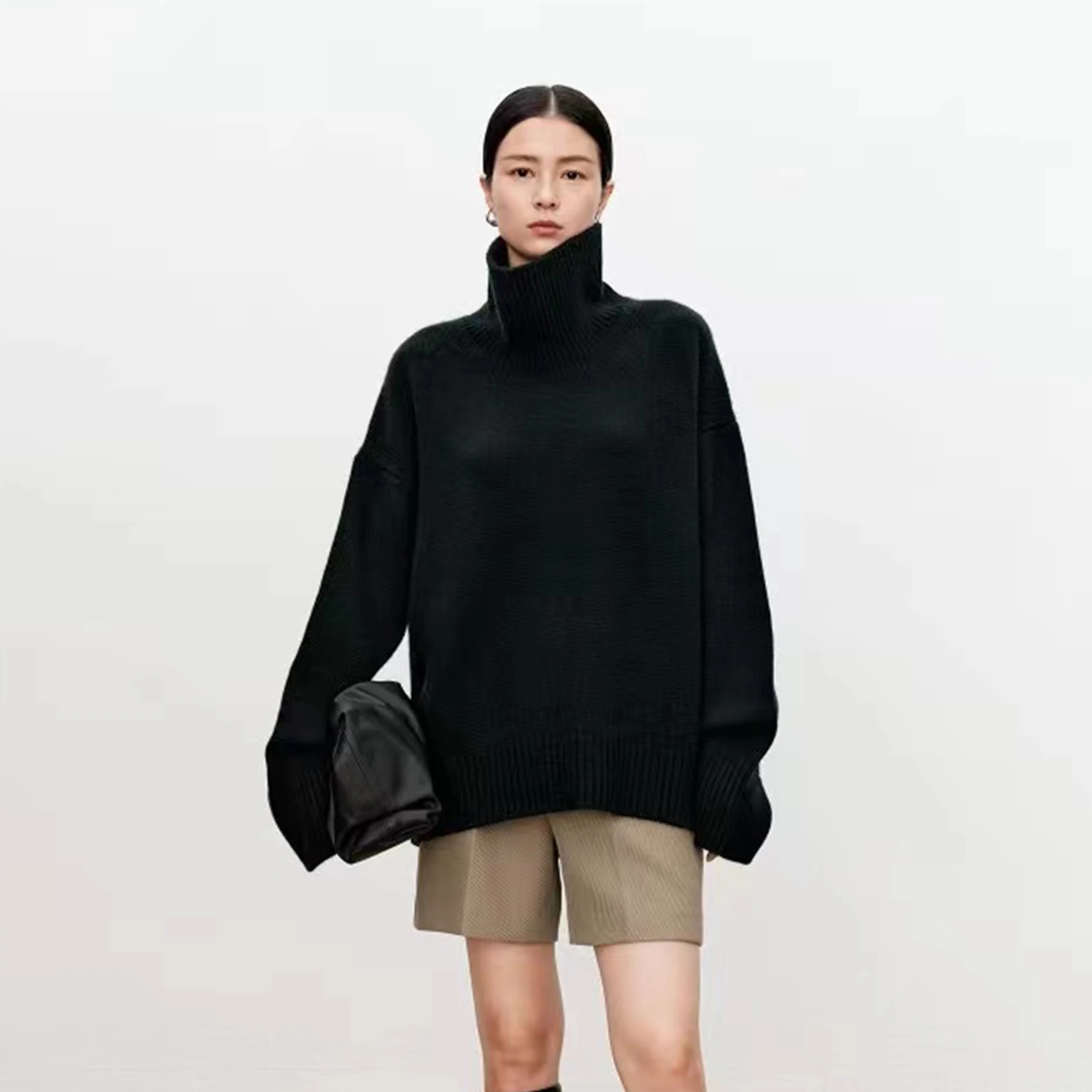 2024 new style autumn winter Loose Oversized Turtleneck Pullover Wool Sweaters OEM ODM Custom Style for Women Casual