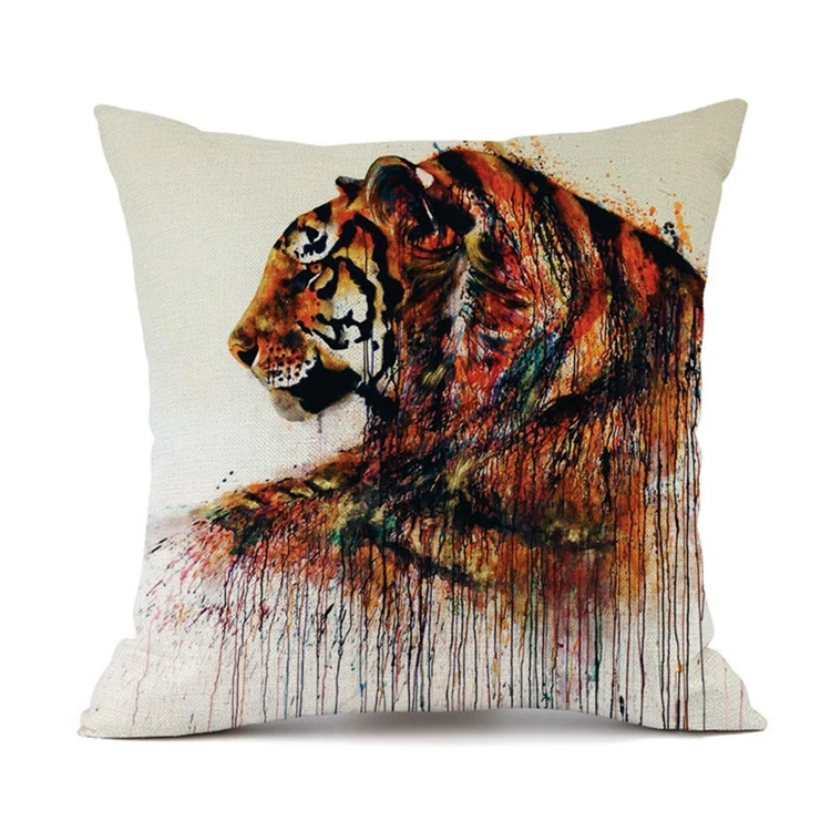 Water Color Paint Animal Cute Cushion Covers, Design Deer Bird Elephant Dog Pillow Case Bedroom Sofa Decoration/
