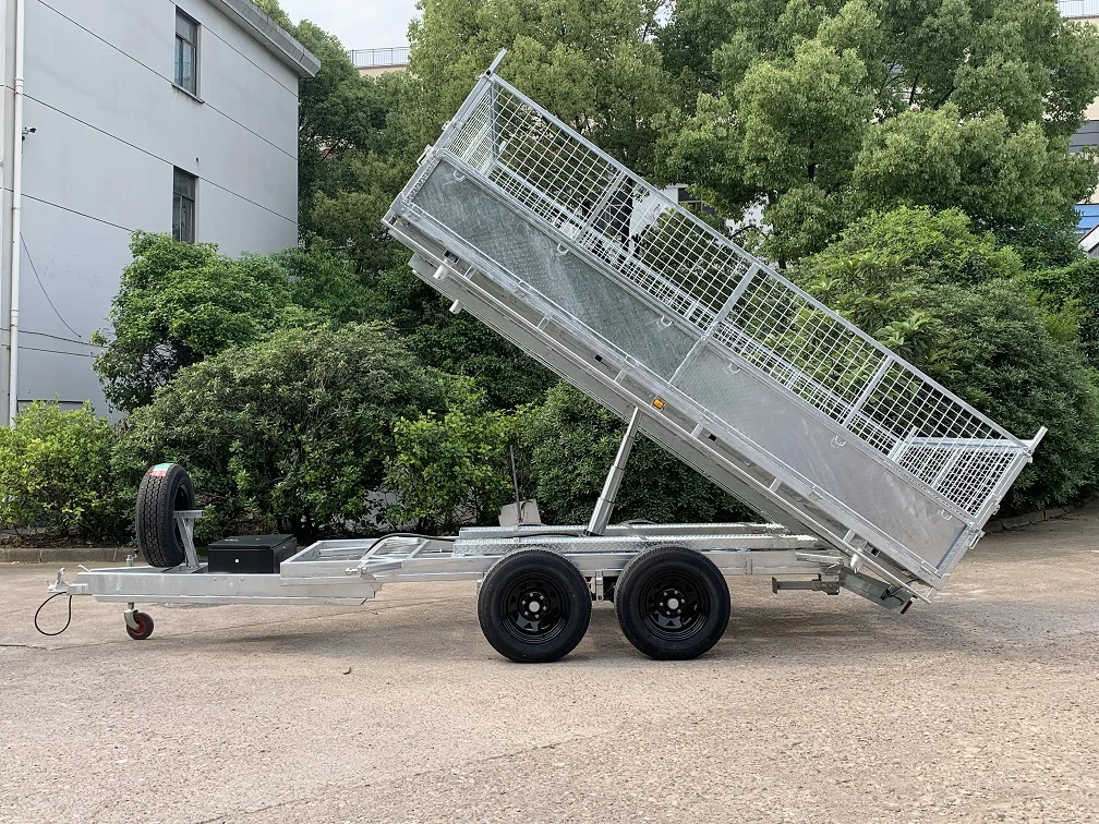 heavy duty OEM ODM service customized dual axle electric braked  hydraulic fluid pumped box tipping trailer