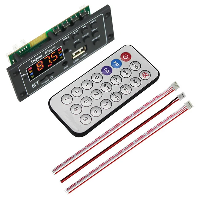MP3 Player Module 12V LCD Screen Display Wireless Car Audio Speaker Record MP3 Decoder Board