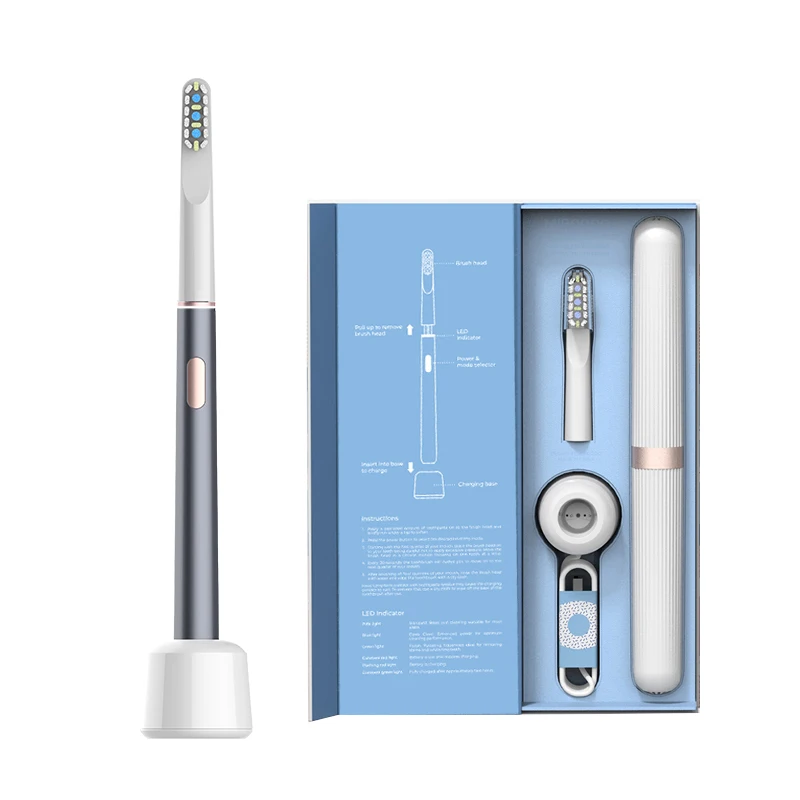 2024 Private Label Portable Oral Tooth Brush Smart Aluminum Alloy Slim Electric Toothbrush