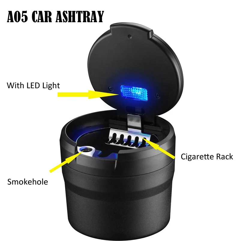 Customizable Round Cigarette Car Ashtray With Led Light Car Ashtray
