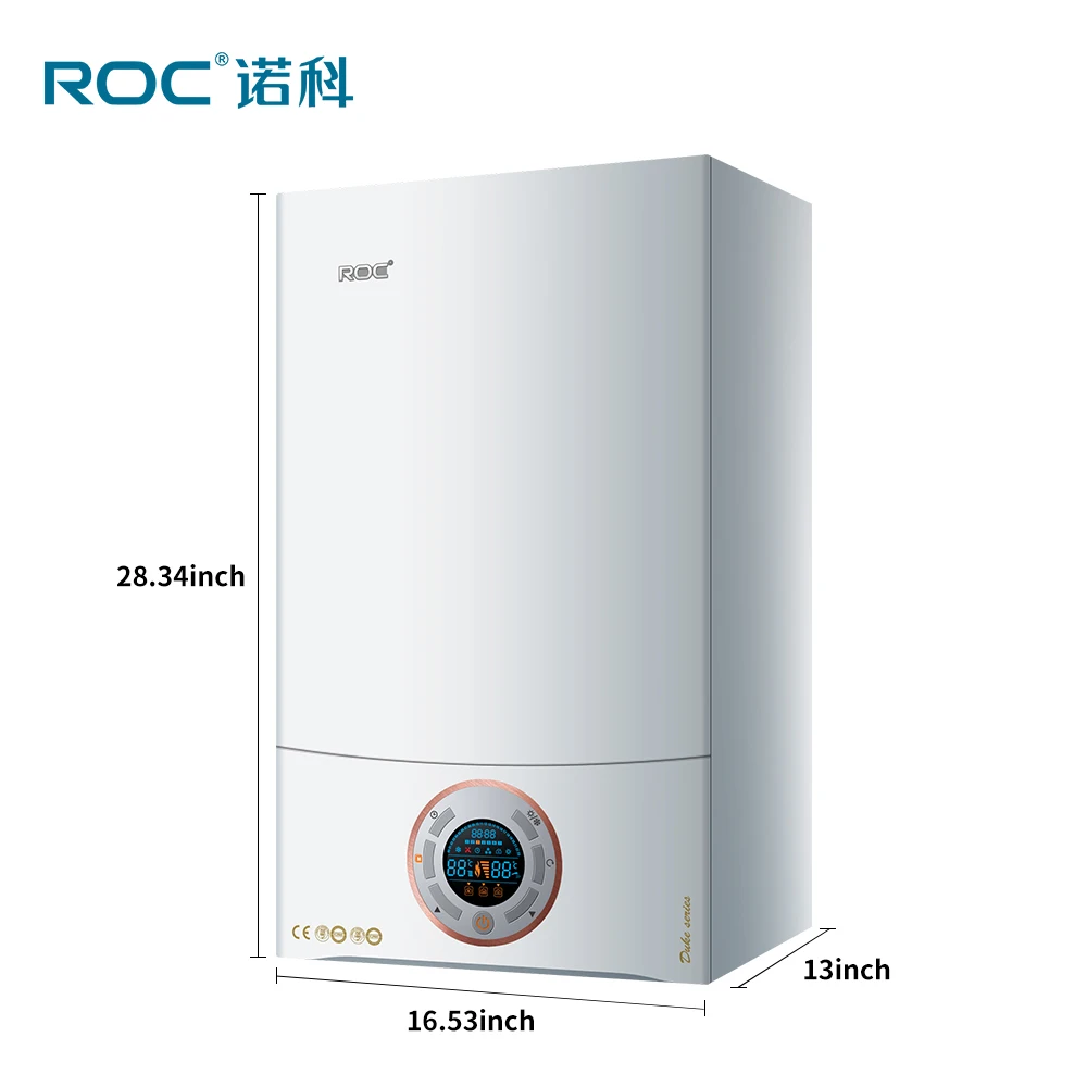 Высокоэффективный коммерческий комбинированный газовый котел ROC с естественным конденсатором, газовый комнатный обогреватель для мгновенной воды