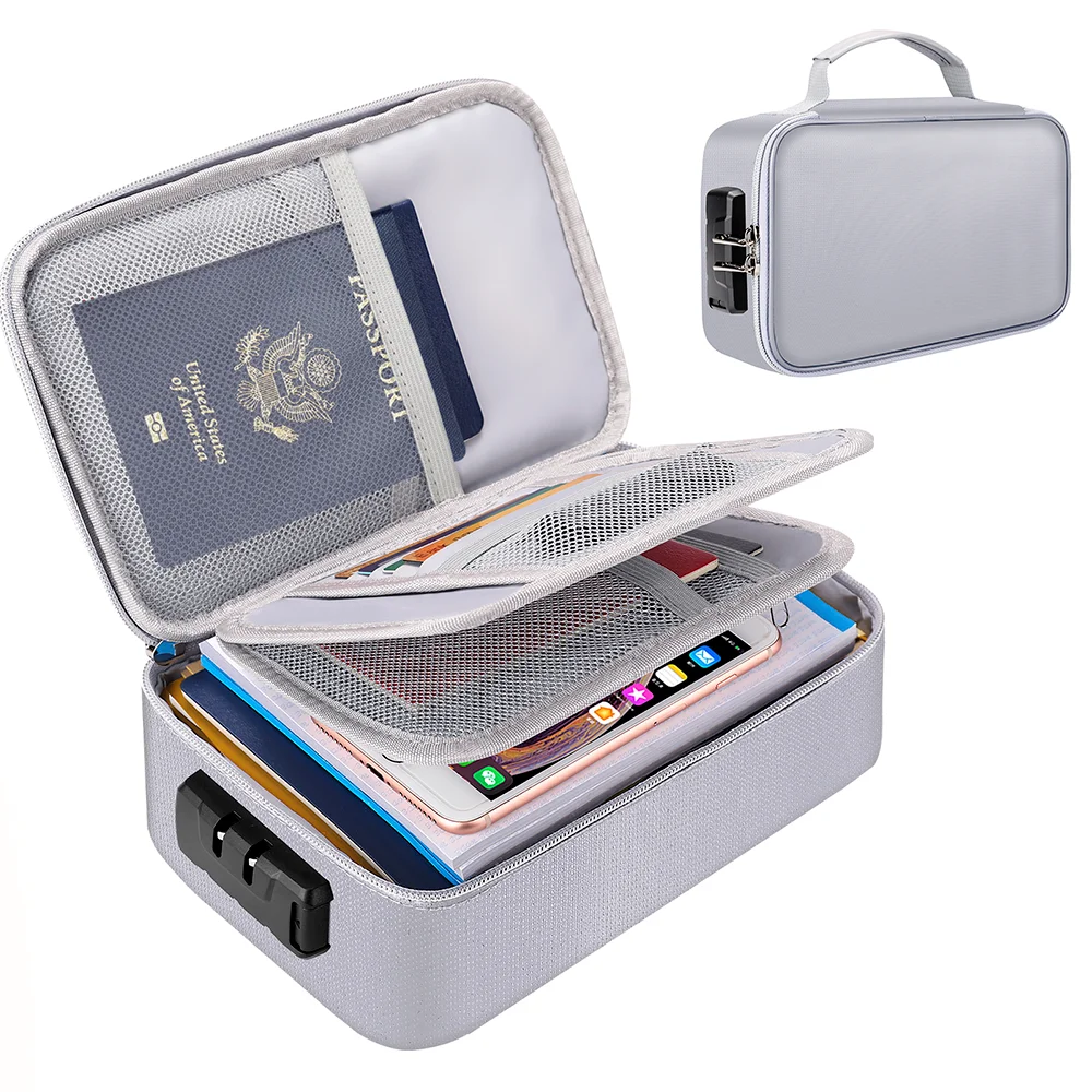 Fireproof Storage Bag School Office Home Use Large Capacity  Documents Certificates Storage Case with Lock