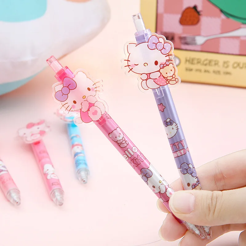 Cute kitten press pen cartoon girl heart acrylic patch pen student exam supplies Cartoon stationery