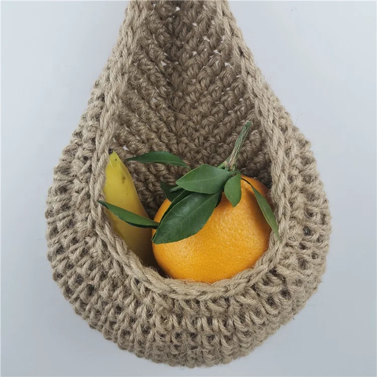 Set of 2 Crochet Hanging Basket for Wall Decor, Planters, Decorative Display