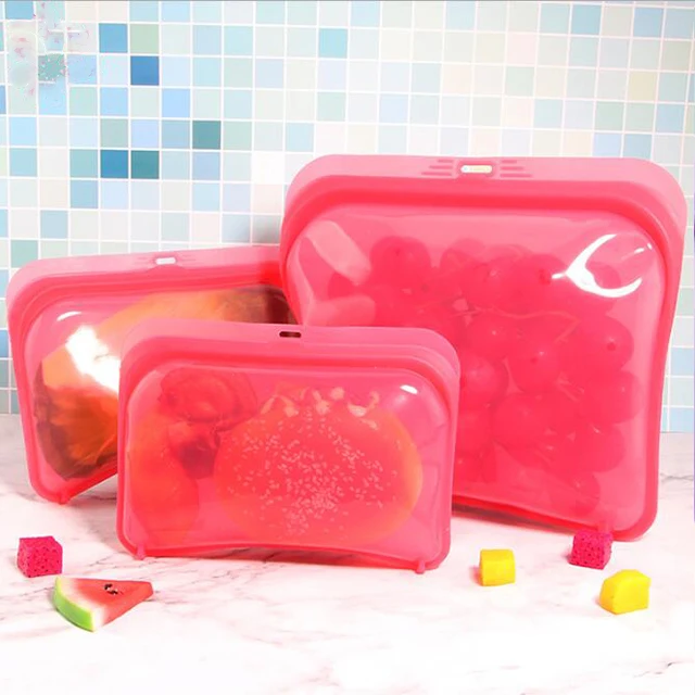 BPA Free Silicone Pouch Food Storage Bag Airtight Food Containers Reusable Ziplock Bags For Storing Sandwich, Snack and Liquids