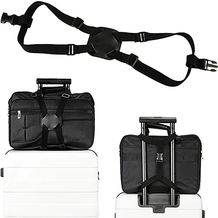 Travel business adjustable suitcase belt elastic luggage strap with release plastic buckle