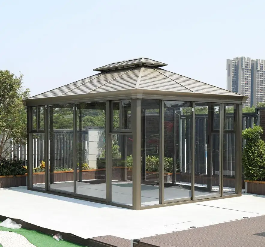 300*400 см стеклянный дом Зимний сад солярий с раздвижными дверями