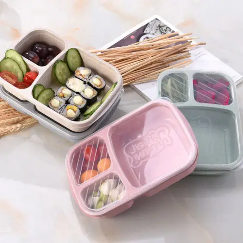 Microwave Eco-Friendly Bento Lunch Box Customizable American Container School Picnic SuShi Fruit Food Storage Organizer Case