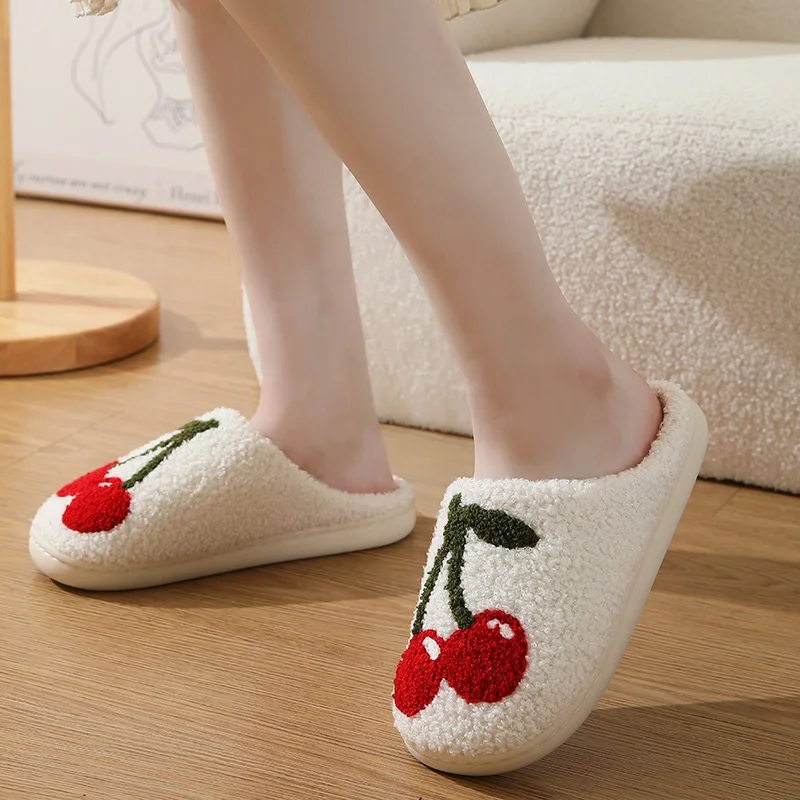 Winter Plush Indoor Slide Slippers Custom Logo House Furry Warm Home  Plush Slipper For Women Girls