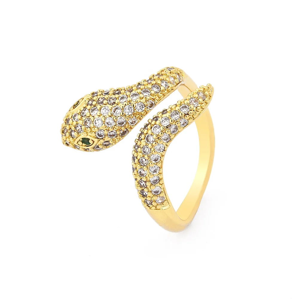 2021 Diamond Fine Jewelry Filled Wedding Band Rings Gemstone Resizeable Ring Engagement Stainless Steel Snake Rings For Girls