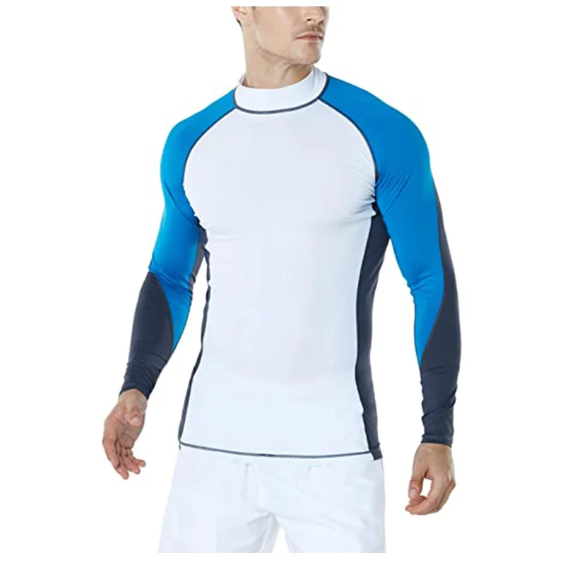 wholesale custom logo quick dry upf50+ long sleeve compression t shirt surfing rash guard swim shirt men