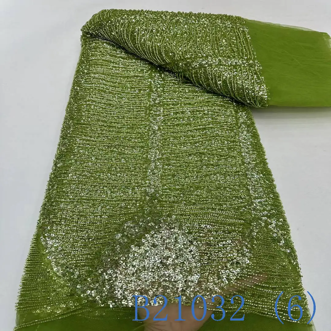 Bridal lace fabric beaded sequins for dress lace embroidery