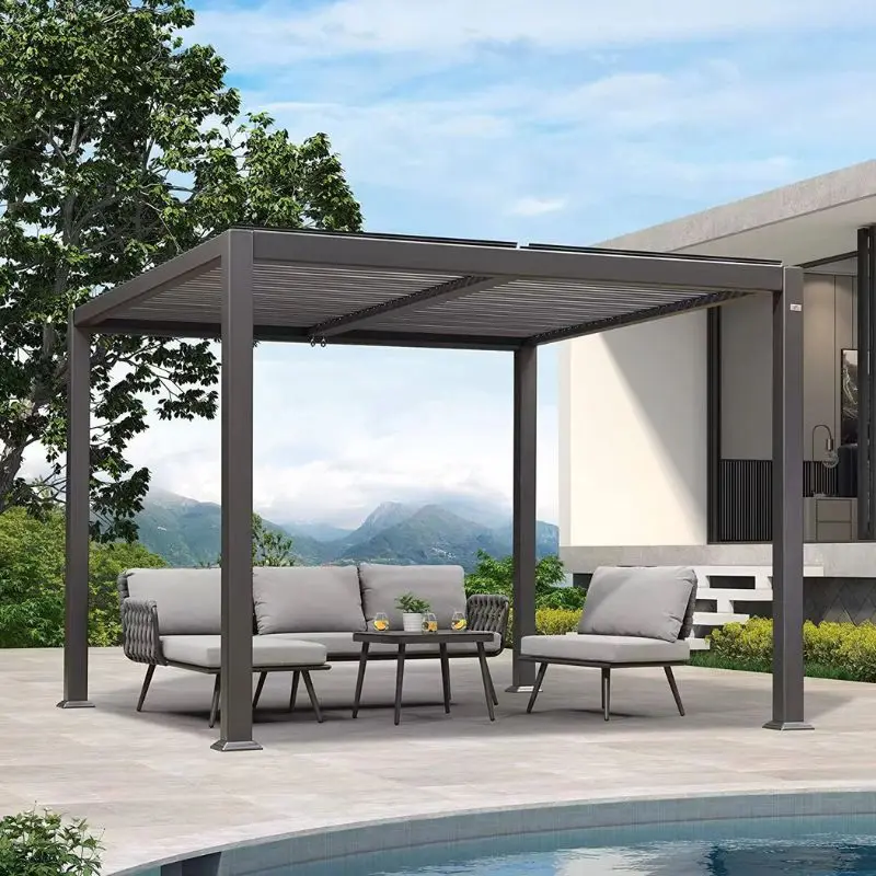 Youya Outdoor Pergola Motorized Aluminum Louver Roof System Gazebo Custom Size European style Luxury Pergola