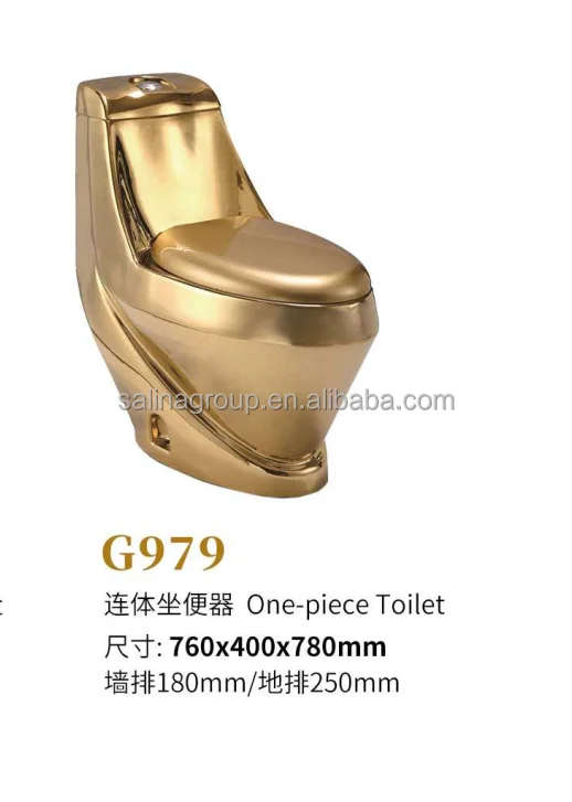 2023 Unique Electroplating Design Integrated Ceramic Toilet Bathroom Luxury Toilet Set