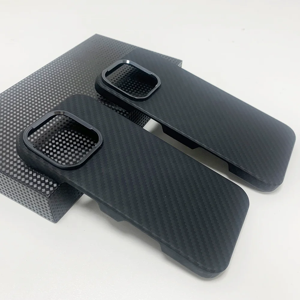 OEM ODM luxury metal len frame ultra thin twill carbon real aramid fiber case for iPhone 16 pro 16 pro max