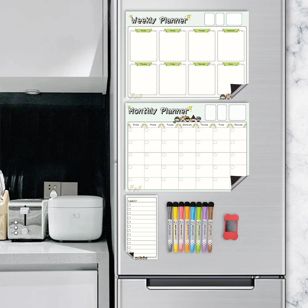 Оптовая продажа, календарь для холодильника, магнитный Еженедельный планировщик с блокнотом для планировки семьи