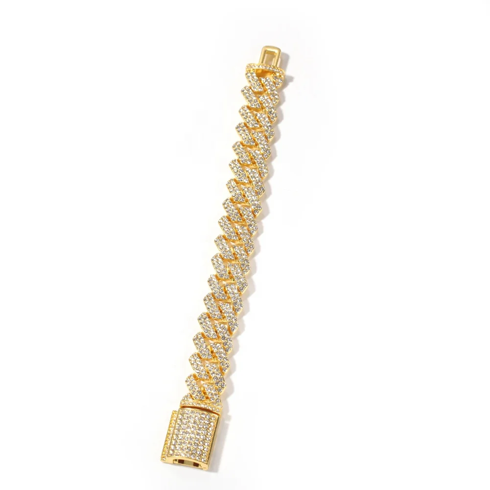  Custom INS Trendy Hip Hop Punk Zirconia Bracelets with Cuban Chain for Minimalist