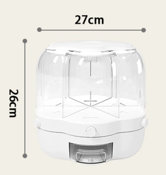 Divided Rice Bucket Rotating Grain Rice Storage Box Insect-proof and Moisture-proof Kitchen Food Storage Containers Carton 27*26