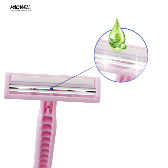 HW-B229GL  Hot sale Twin two 2 blade disposable razor stainless steel sharp blade mens/ women shaving