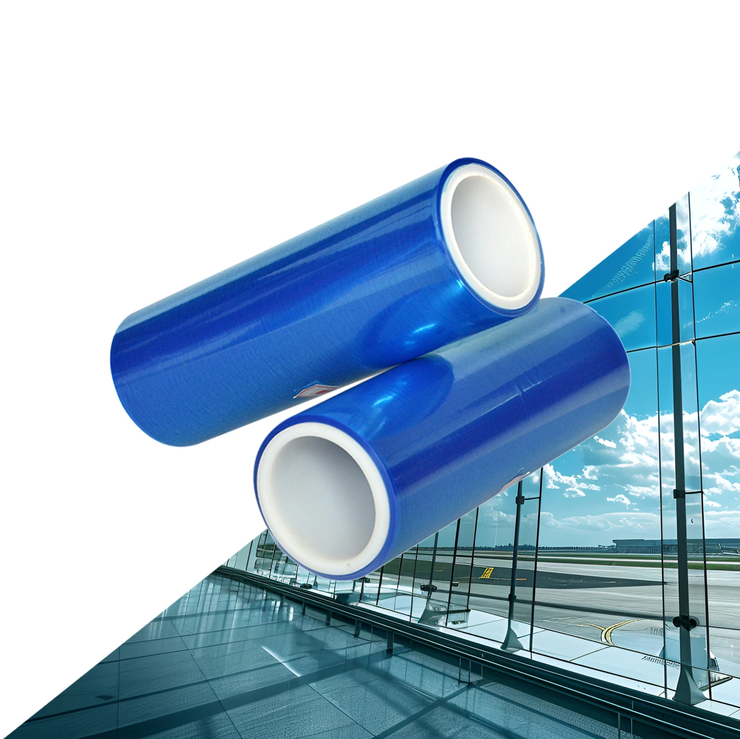 custom width strong toughness transparent blue glass pe protective tape for outdoor building