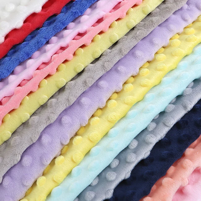 Ready To Ship 100% Polyester Super Soft Minky Dot Crystal Velvet Fabric For Baby Blanket