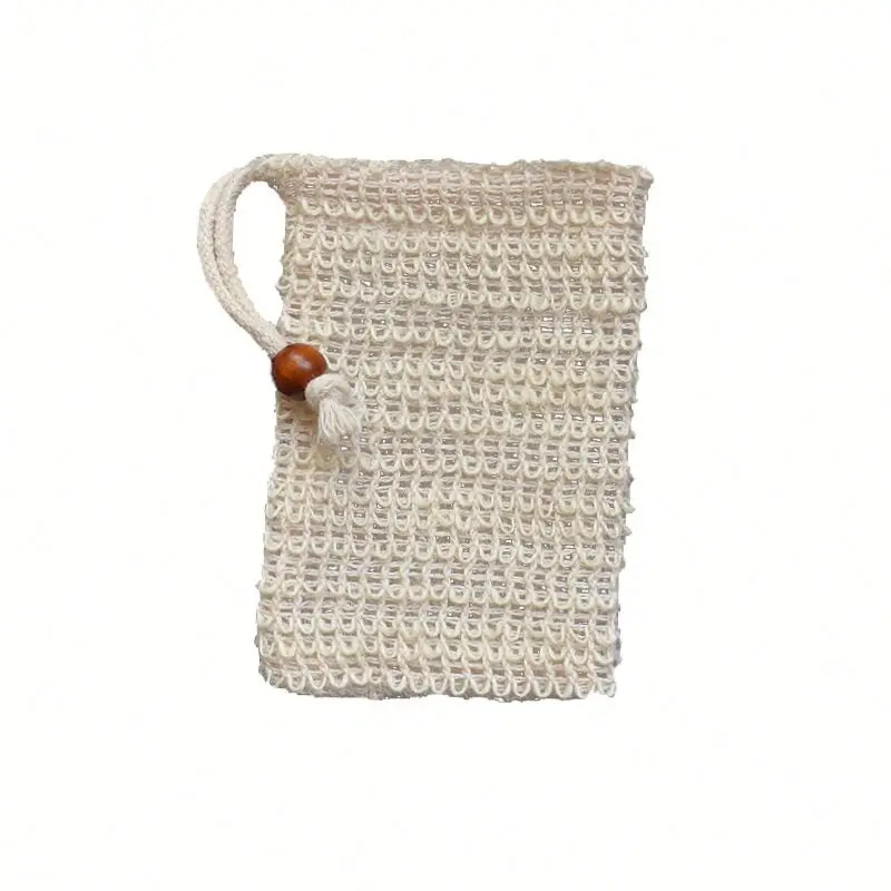 
9X14cm Soap Exfoliating Bag Drawstring Natural Sisal Soap Saver Pouch Mesh Soap Bar Bag For Shower 