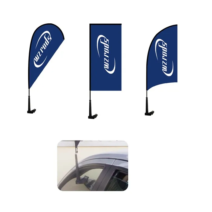 Weihai Wisezone Promotional Multifunctional 3 Shape Feather Teardrop Rectangle Car Window Banner