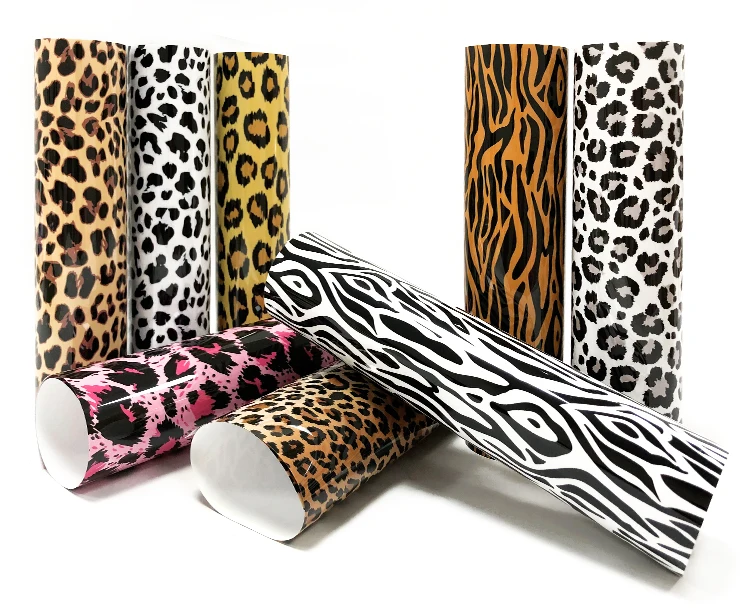 DETU Leopard Pattern Heat Transfer Vinyl Animal Print HTV Iron on Vinyl for DIY Clothing T-Shirts Hats