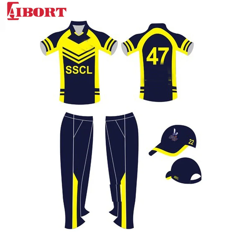 Blue New Sublimation Tennis Shirt Design And Trouser Jersey Cricket OEM Custom your team design logo name number by sublimation
